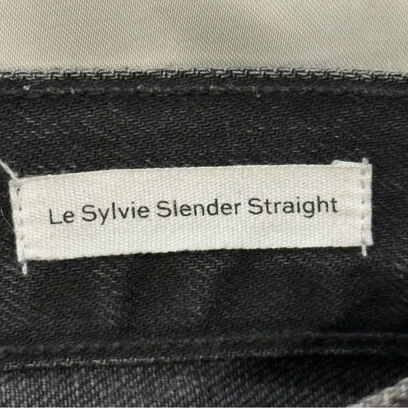 Frame Le Sylvie Slender Straight Jeans Black Indigo Mix Playtha Two Tone Size 24 - Picture 10 of 12
